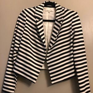 XS black and white striped blazer
